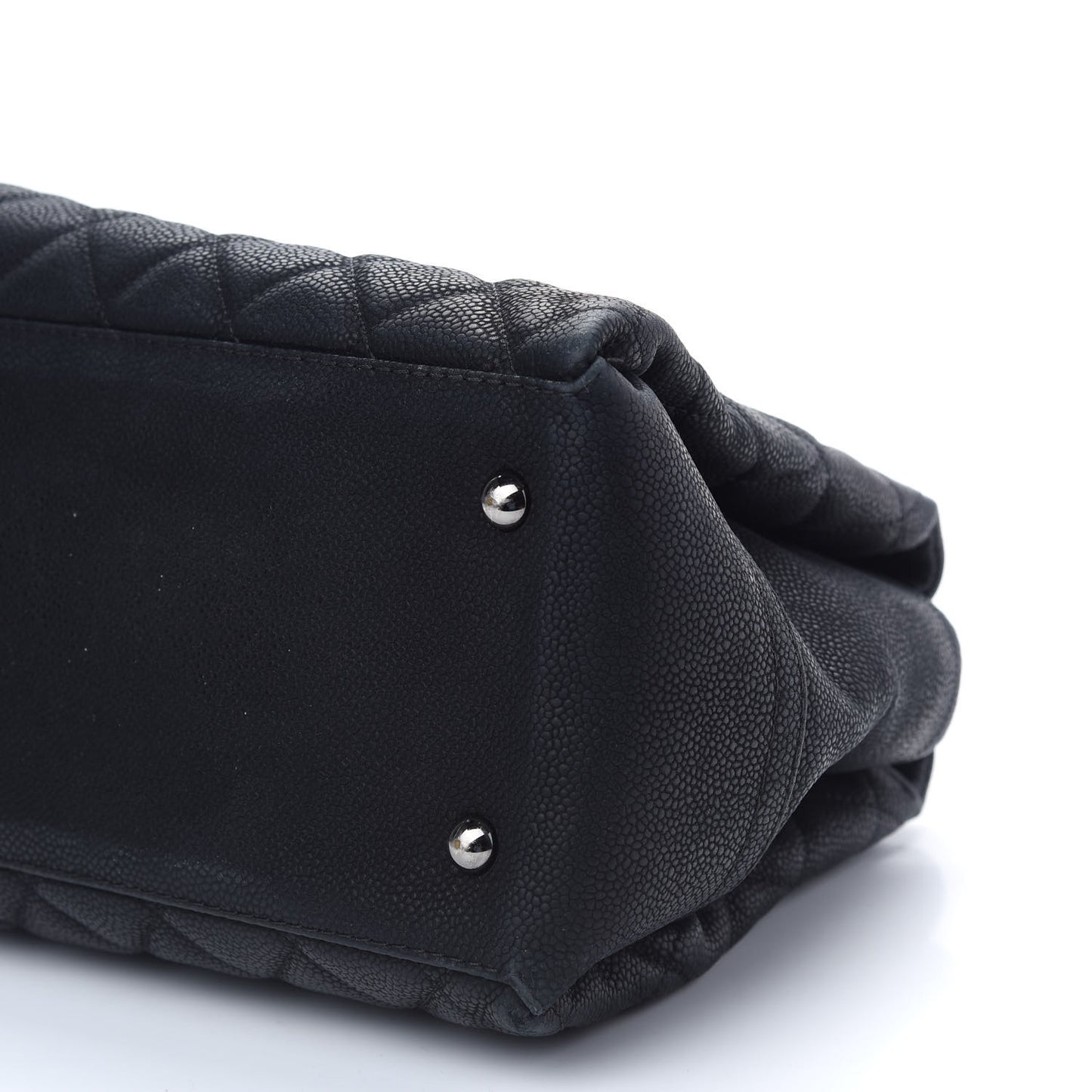 Iridescent Caviar Quilted Lady Pearly Tote Black