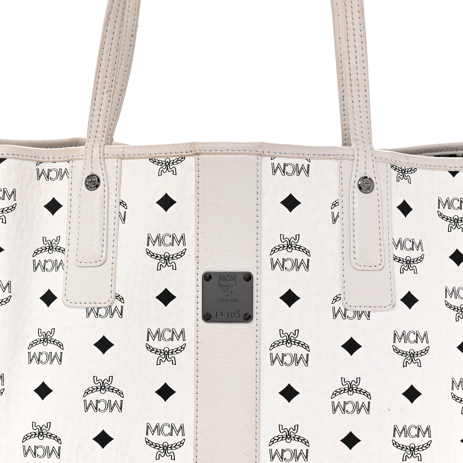 MCM Visetos Medium Liz Reversible Shopper Tote White 10 of 16