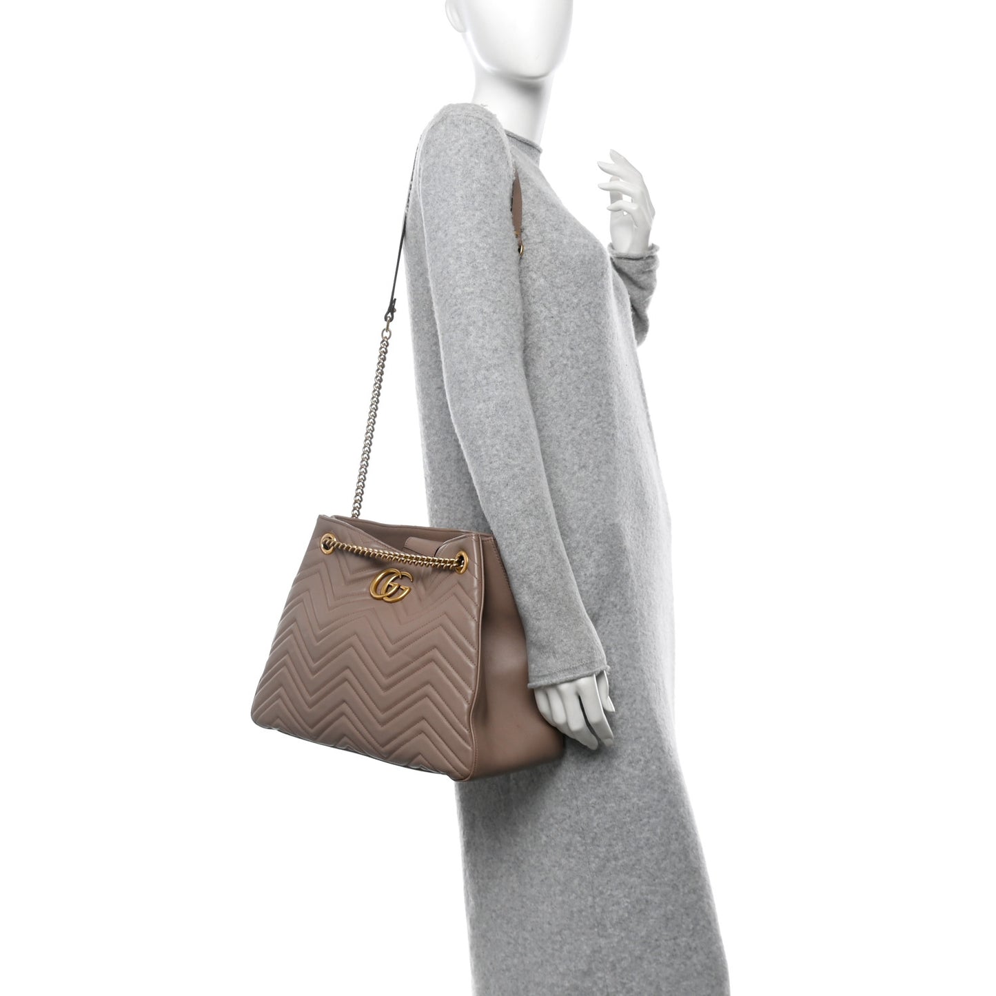Calfskin Matelasse Medium GG Marmont Shoulder Tote Bag Porcelain Rose