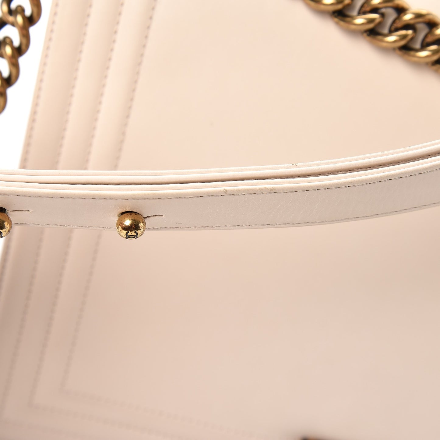 Glazed Calfskin Large Boy Flap Beige Clair