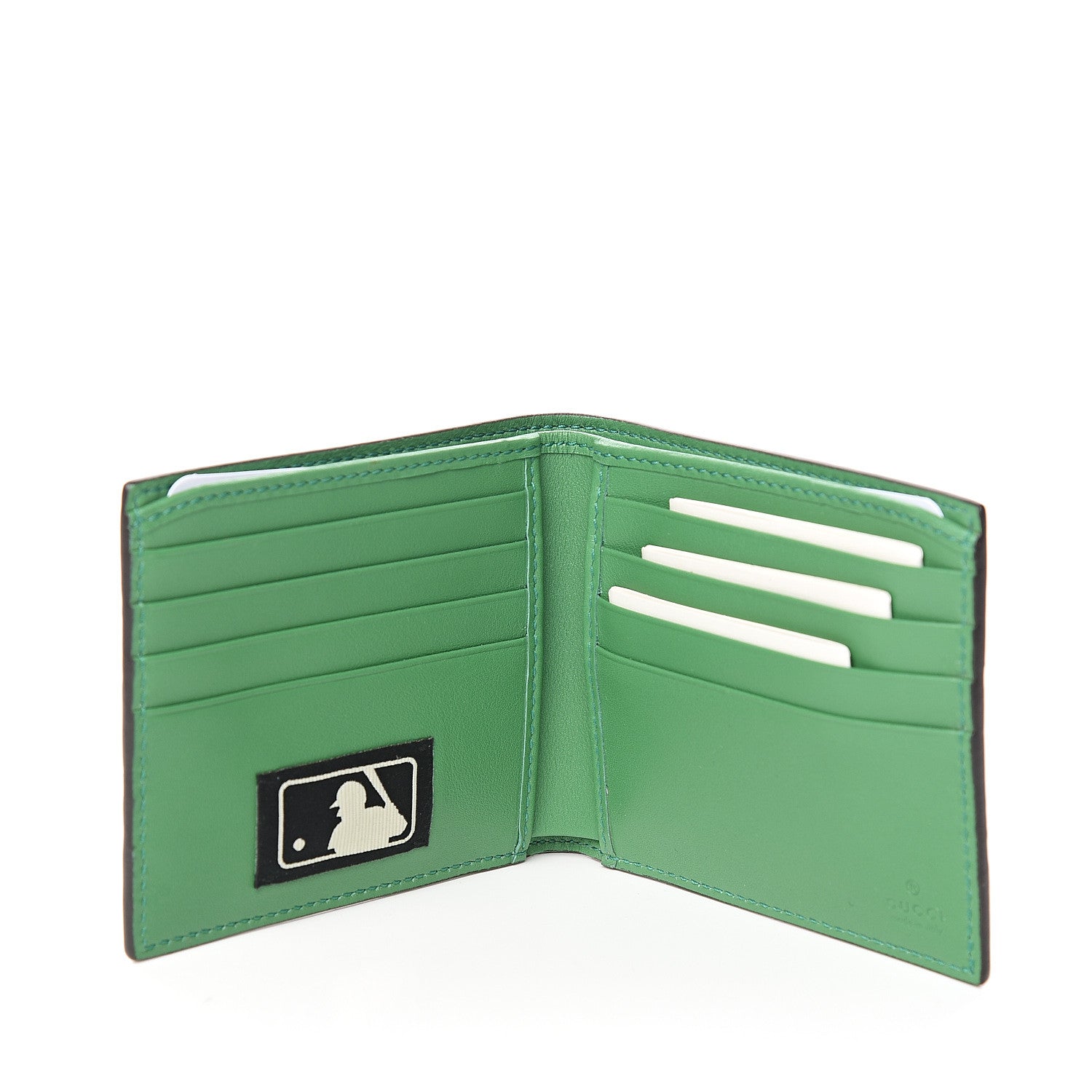 Gucci X MLB Guccissima SF Giants Embroidered Bi-Fold Wallet New Shamrock Deep Orange 4 of 7