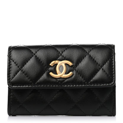 Chanel Lambskin Quilted Flap Card Holder Wallet Black 1 of 8
