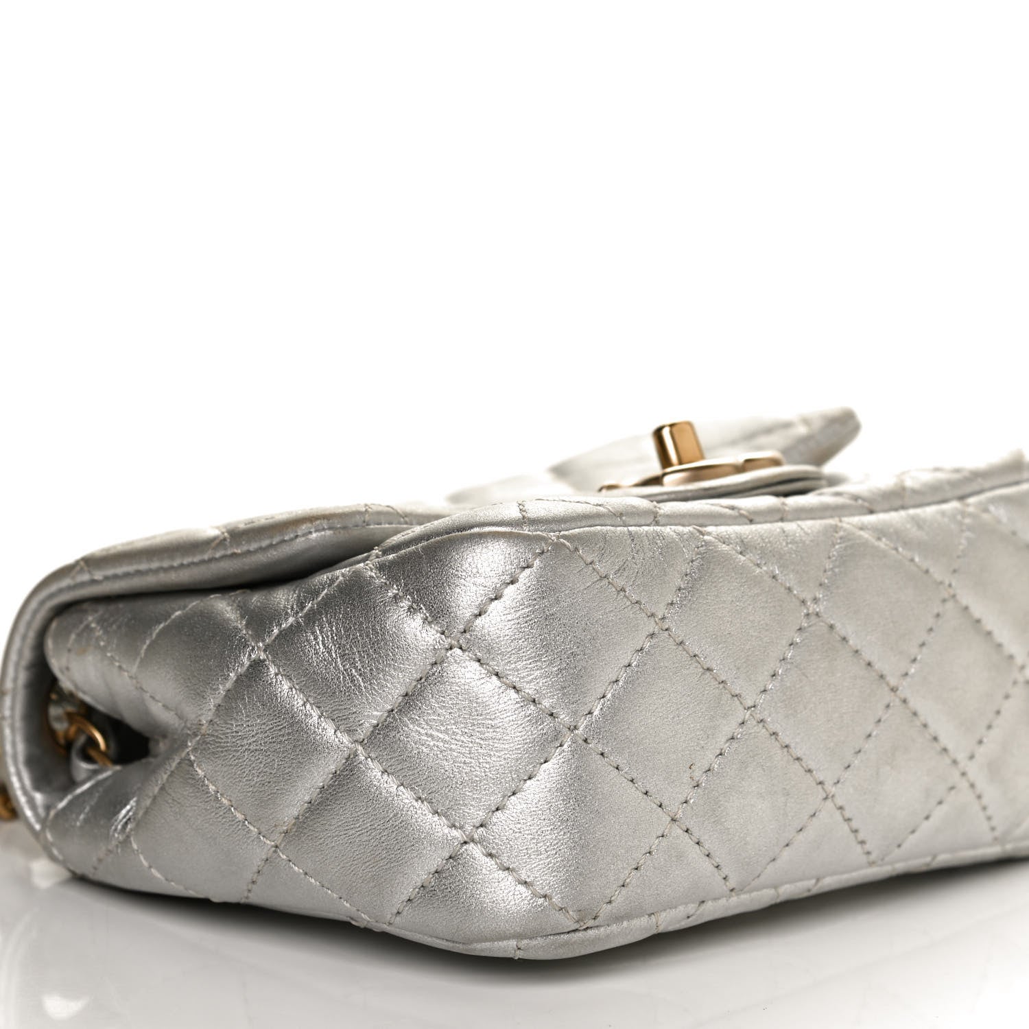 Chanel Metallic Lambskin Quilted Mini Square Flap Silver 8 of 11