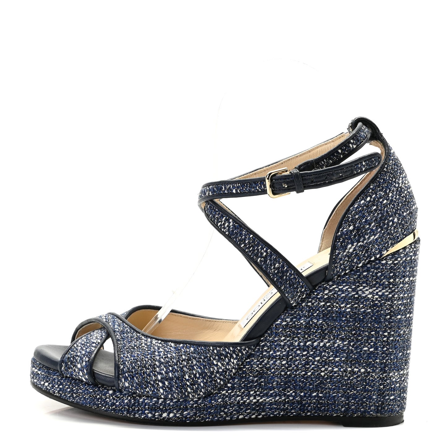 Tweed Alanah 105 Wedge Sandals 39.5 Blue