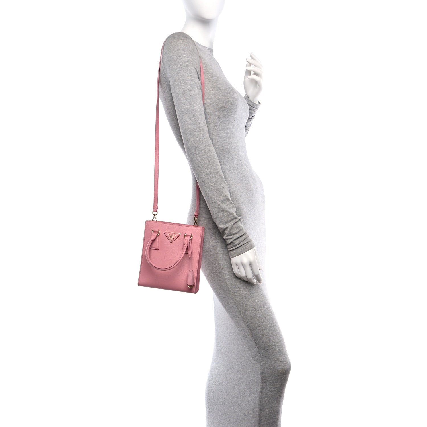 Prada Saffiano Lux Metal Triangle Handbag Pelato 2 of 9