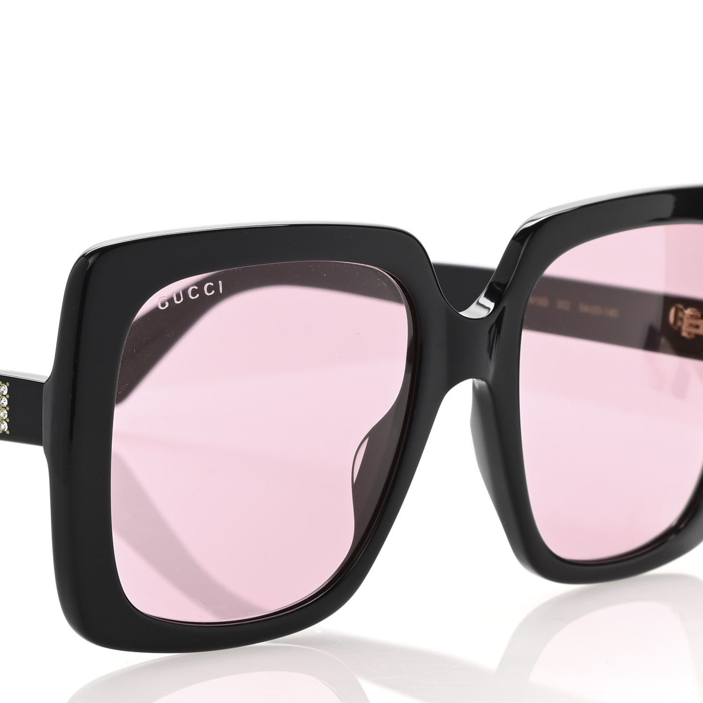 Crystal Square Frame GG Sunglasses GG0418S Black Pink