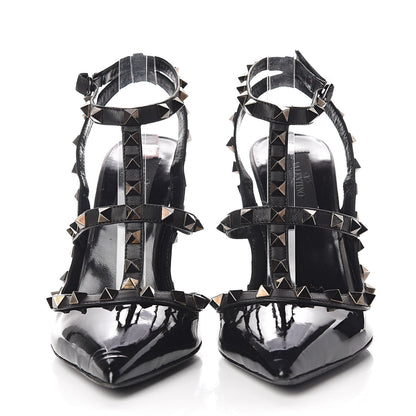 Valentino Garavani Patent Rockstud Ankle Strap Pumps 37.5 Black 2 of 13