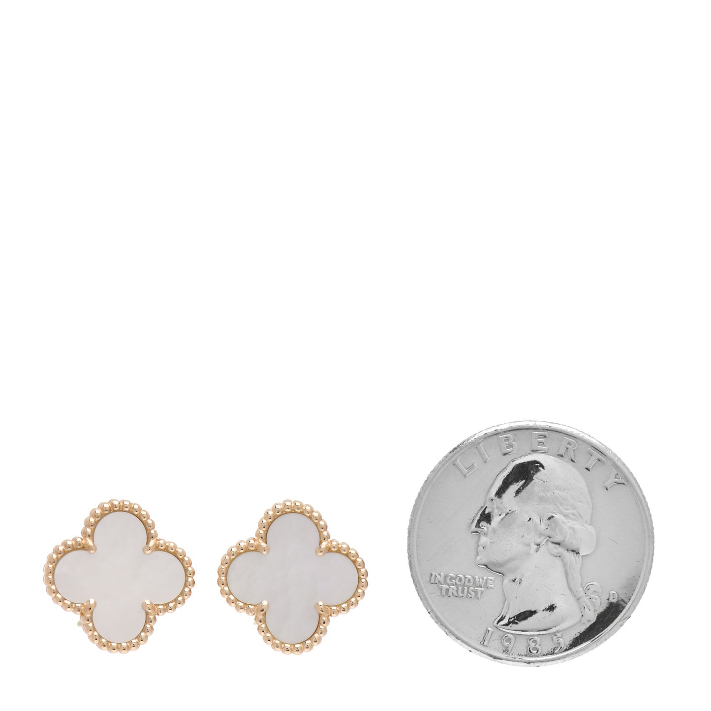 18K Yellow Gold Mother of Pearl Vintage Alhambra Earrings