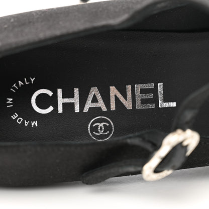 Chanel Satin Crystal Mary Jane Pumps 38.5 Black 7 of 10
