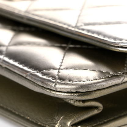 Chanel Metallic Aged Calfskin Quilted Reissue Wallet On Chain WOC Green 6 of 16