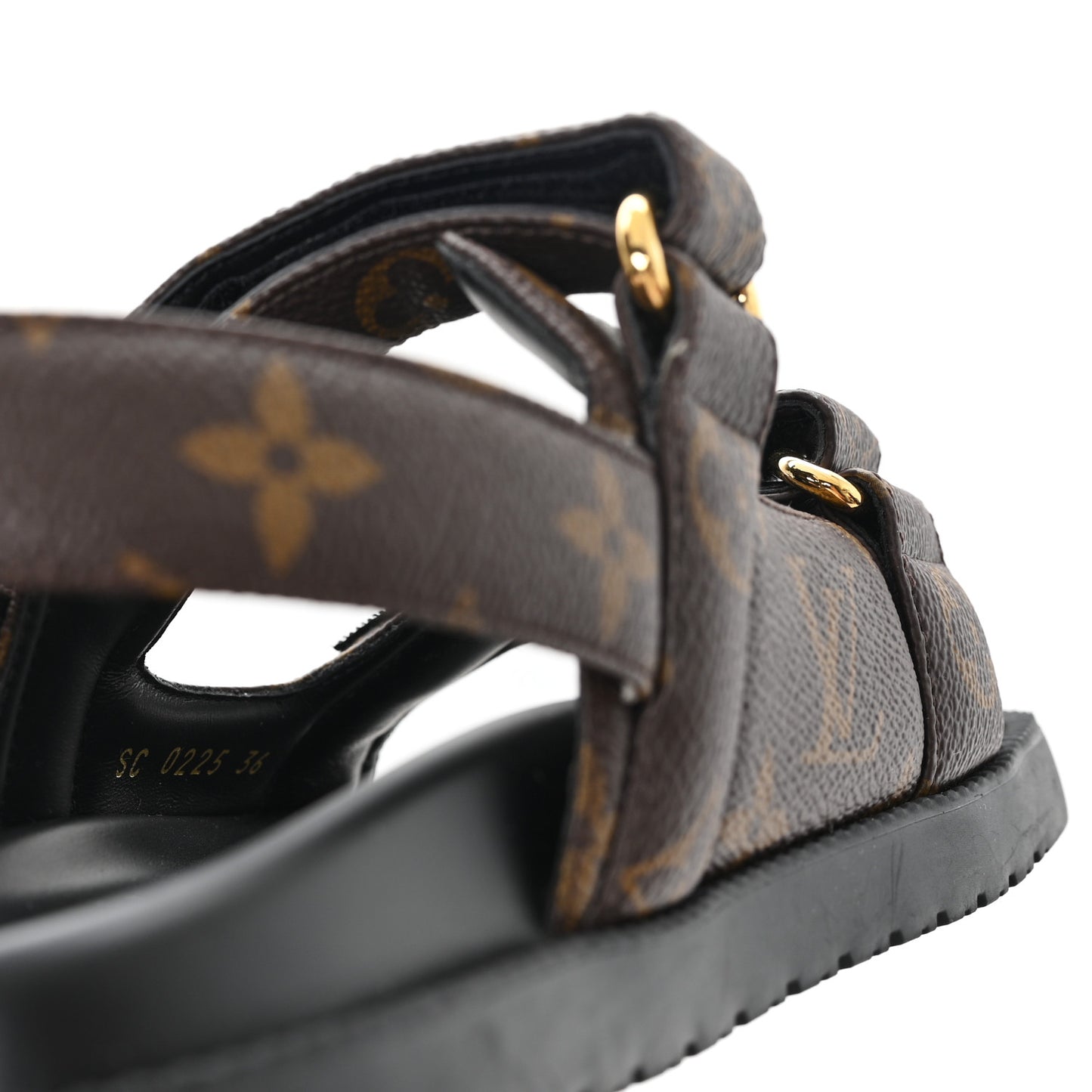 Monogram LV Sunset Comfort Flat Sandals 36 Cacao Brown