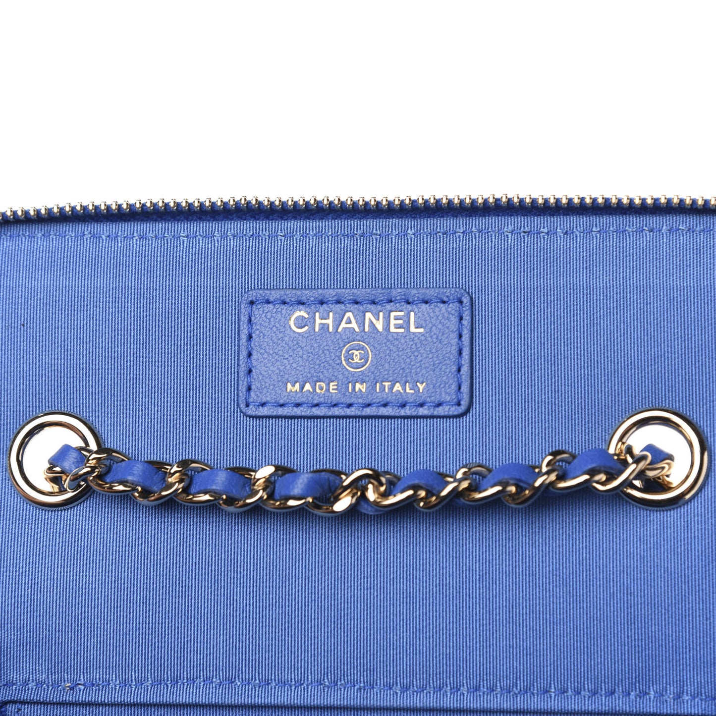 Raffia Jute Striped Small Vanity Case With Chain Blue Beige