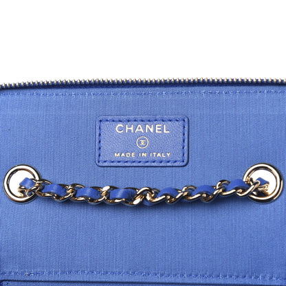 Chanel Raffia Jute Striped Small Vanity Case With Chain Blue Beige 8 of 11