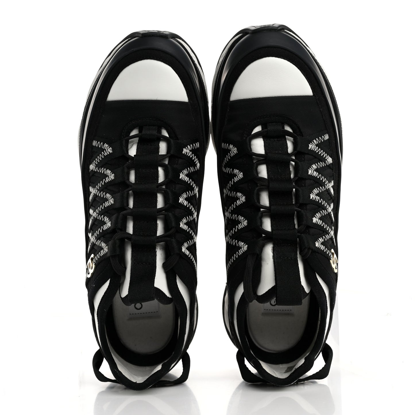 Mixed Fibers Suede Calfskin CC Sneakers 38 Black White