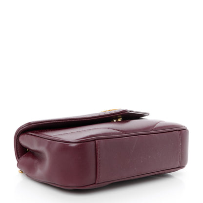 Saint Laurent Lambskin Chevron Quilted Mini Loulou Rouge Cabernet 5 of 12