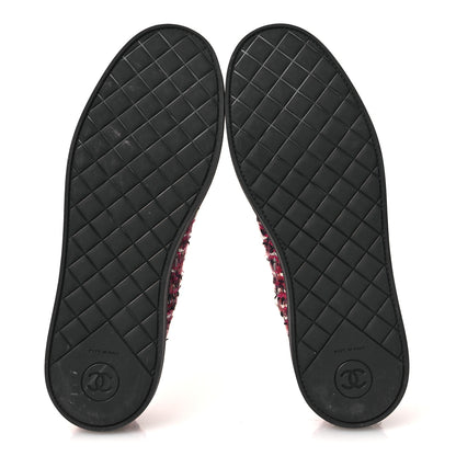 Chanel Tweed Grosgrain Sequin Pearl Lace Up Sneakers 40 Black Pink 7 of 11