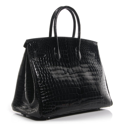Hermes Shiny Porosus Crocodile Birkin 35 Black 4 of 11