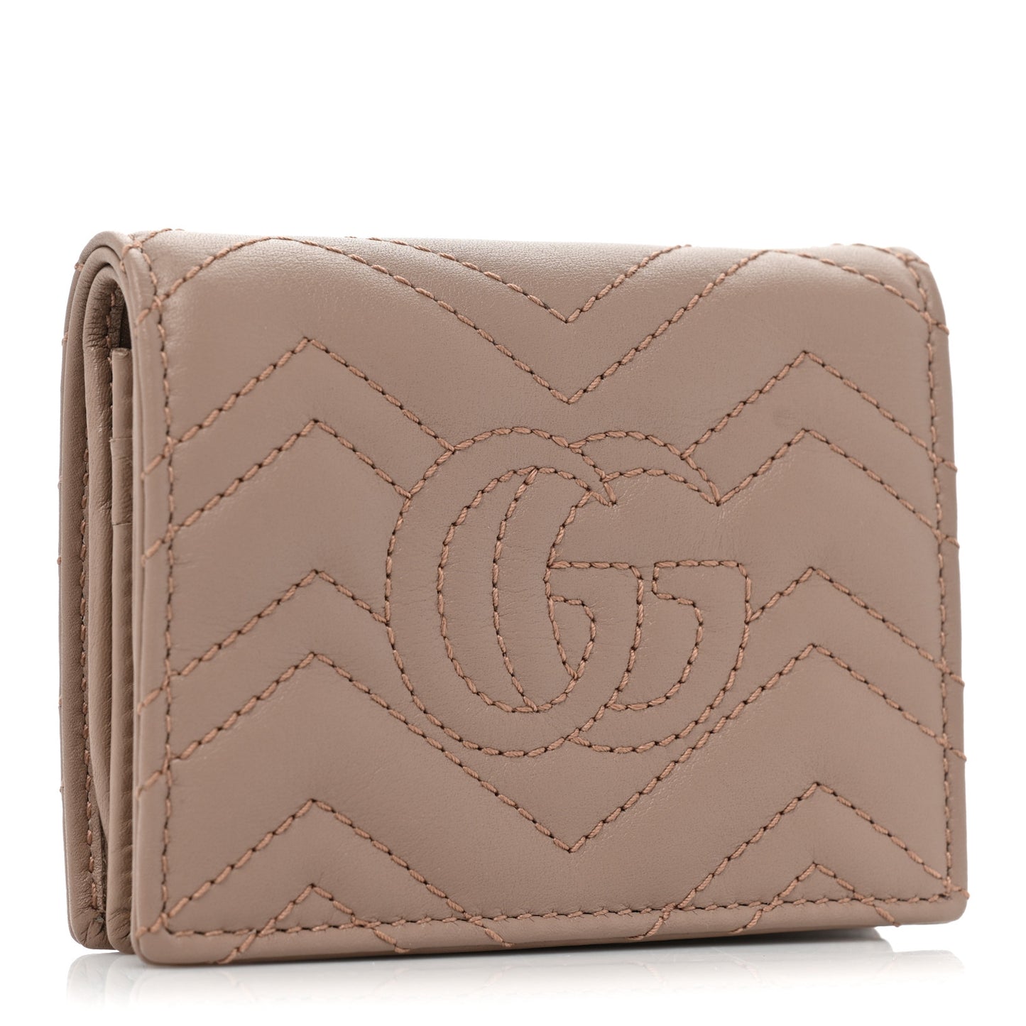 Calfskin Matelasse GG Marmont Card Case Porcelain Rose