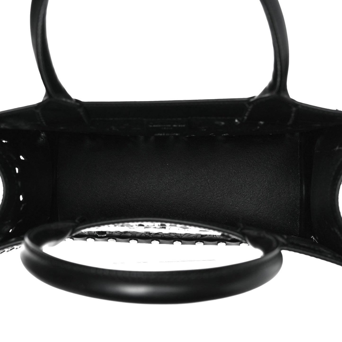 Calfskin Laser Cut Studded Medium Book Tote Black