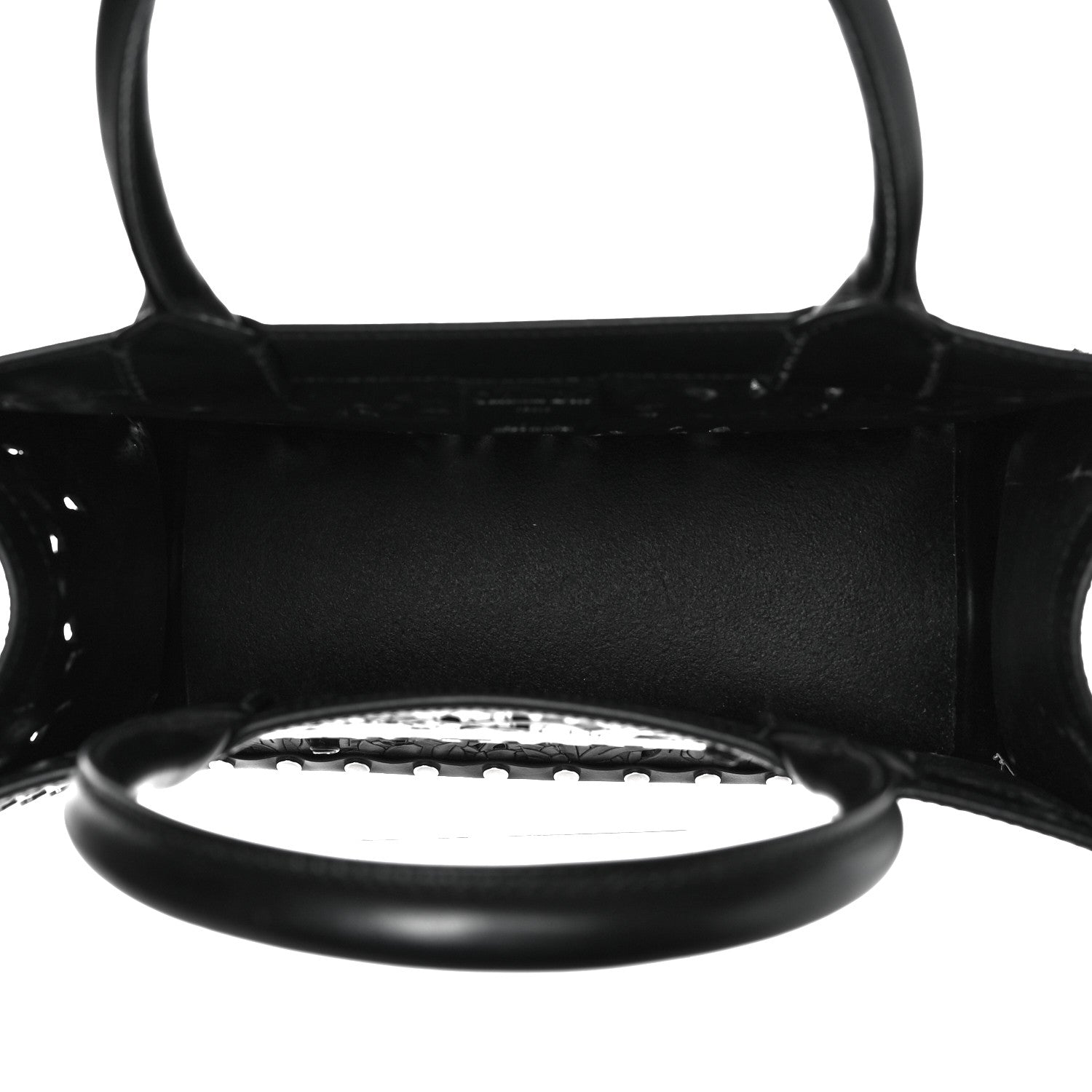 Christian Dior Calfskin Laser Cut Studded Medium Book Tote Black 4 of 10