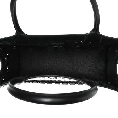 Christian Dior Calfskin Laser Cut Studded Medium Book Tote Black 4 of 10