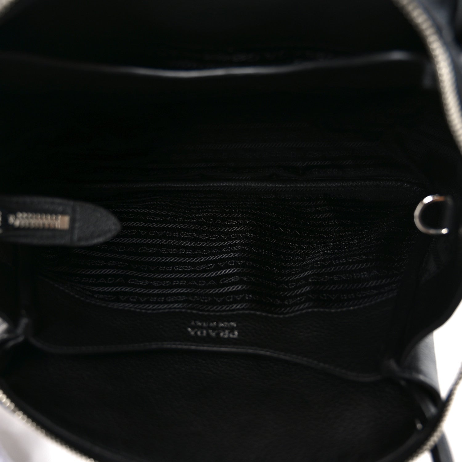Prada Vitello Daino Soft Medium Zippered Top Handle Bag Black 4 of 8