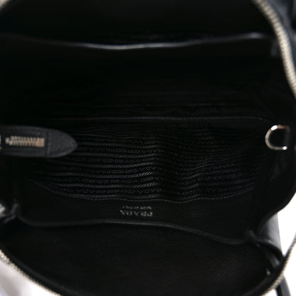 Prada Vitello Daino Soft Medium Zippered Top Handle Bag Black 4 of 8
