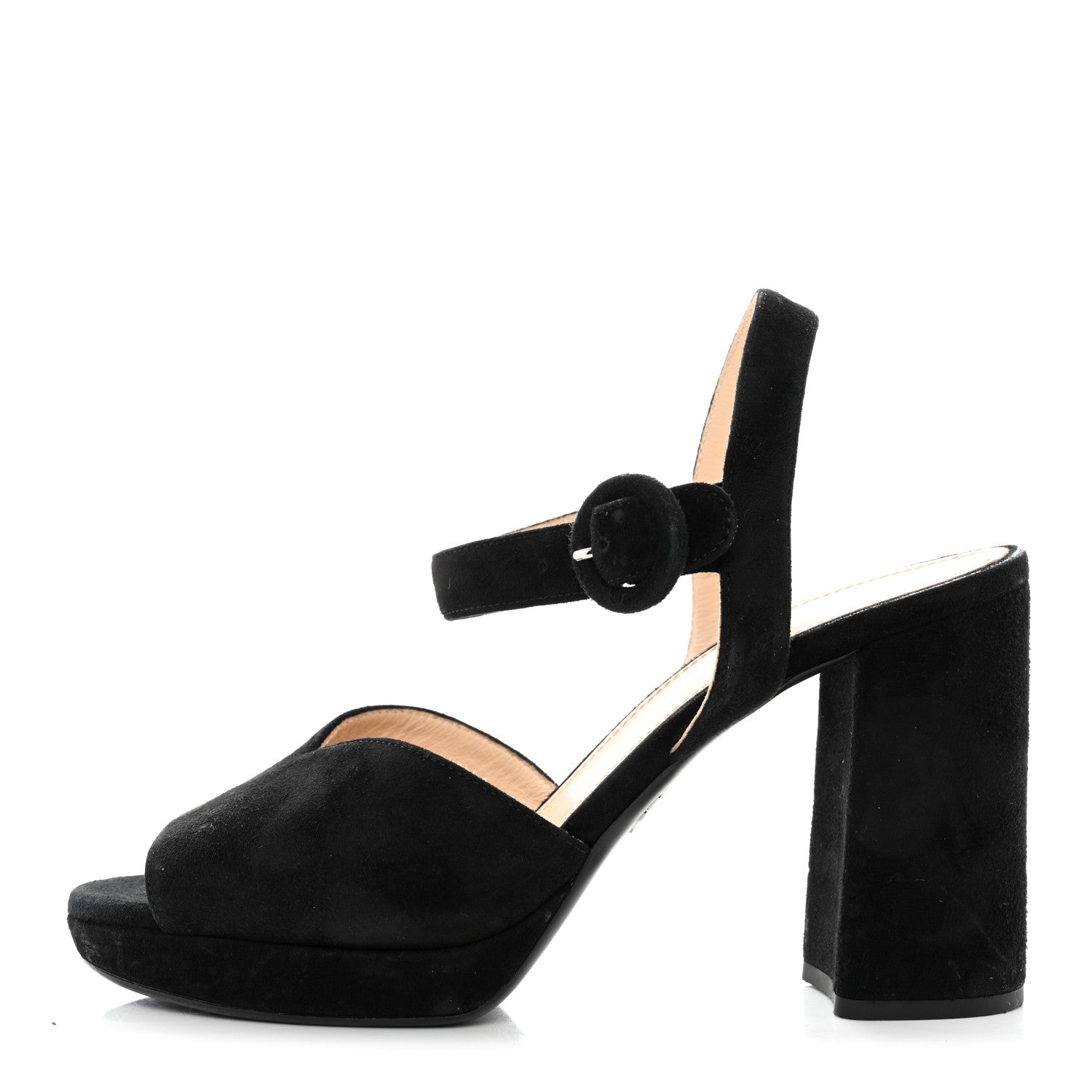 Prada Suede Platform Sandals 35 Black 1 of 8
