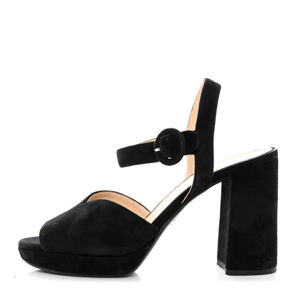 Prada Suede Platform Sandals 35 Black 1 of 8
