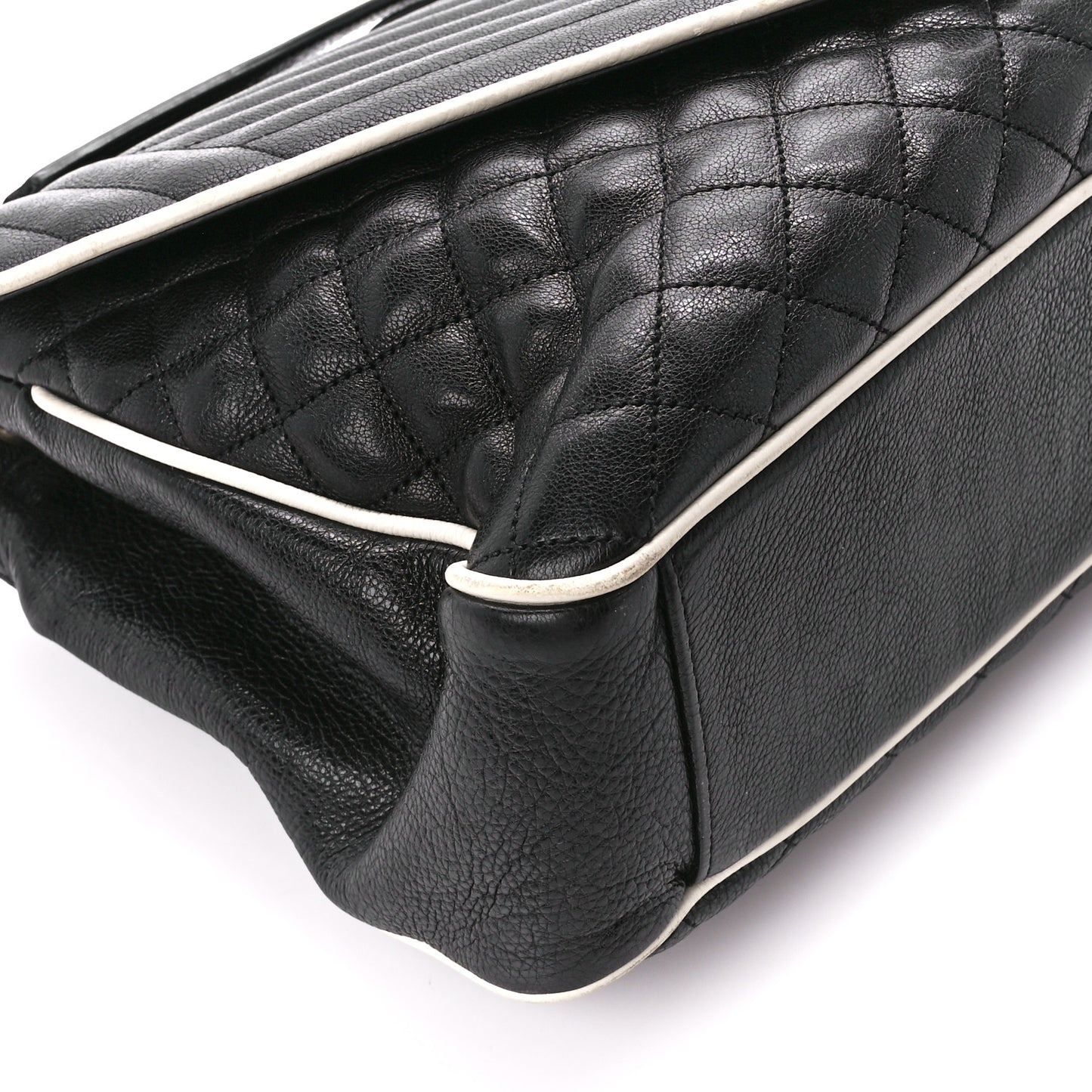 Calfskin Mixed Matelasse Triquilt Large Monogram Envelope Satchel Black White