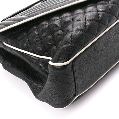 Saint Laurent Calfskin Mixed Matelasse Triquilt Large Monogram Envelope Satchel Black White 11 of 12