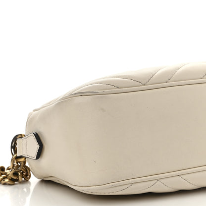 Gucci Calfskin Matelasse Small GG Marmont Chain Shoulder Bag White 10 of 19
