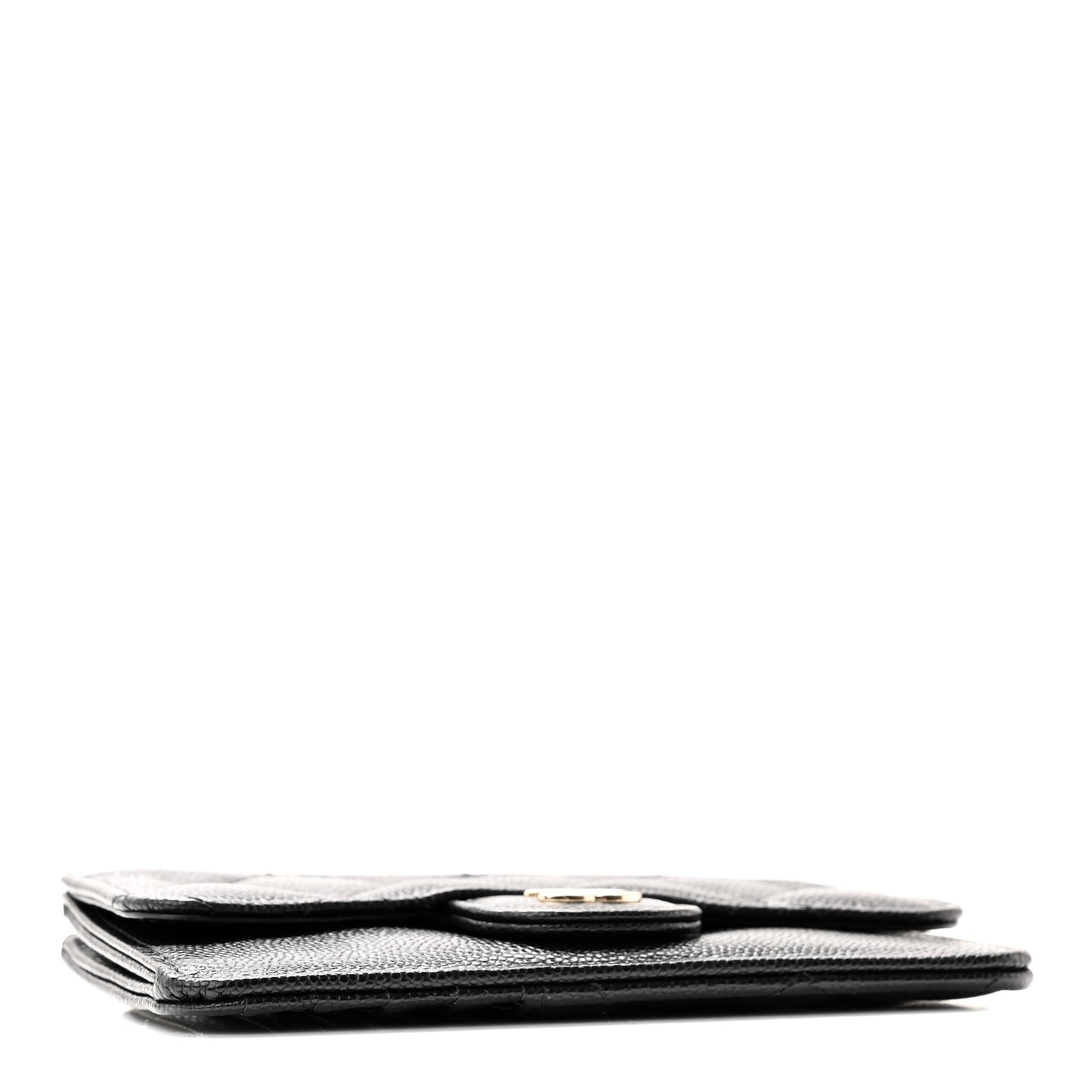 Caviar Quilted Flap Zip Card Holder Black
