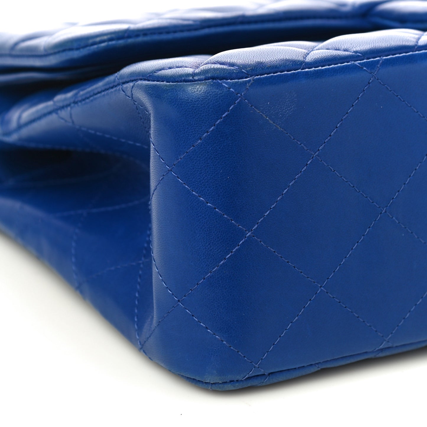 Lambskin Quilted Jumbo Double Flap Blue
