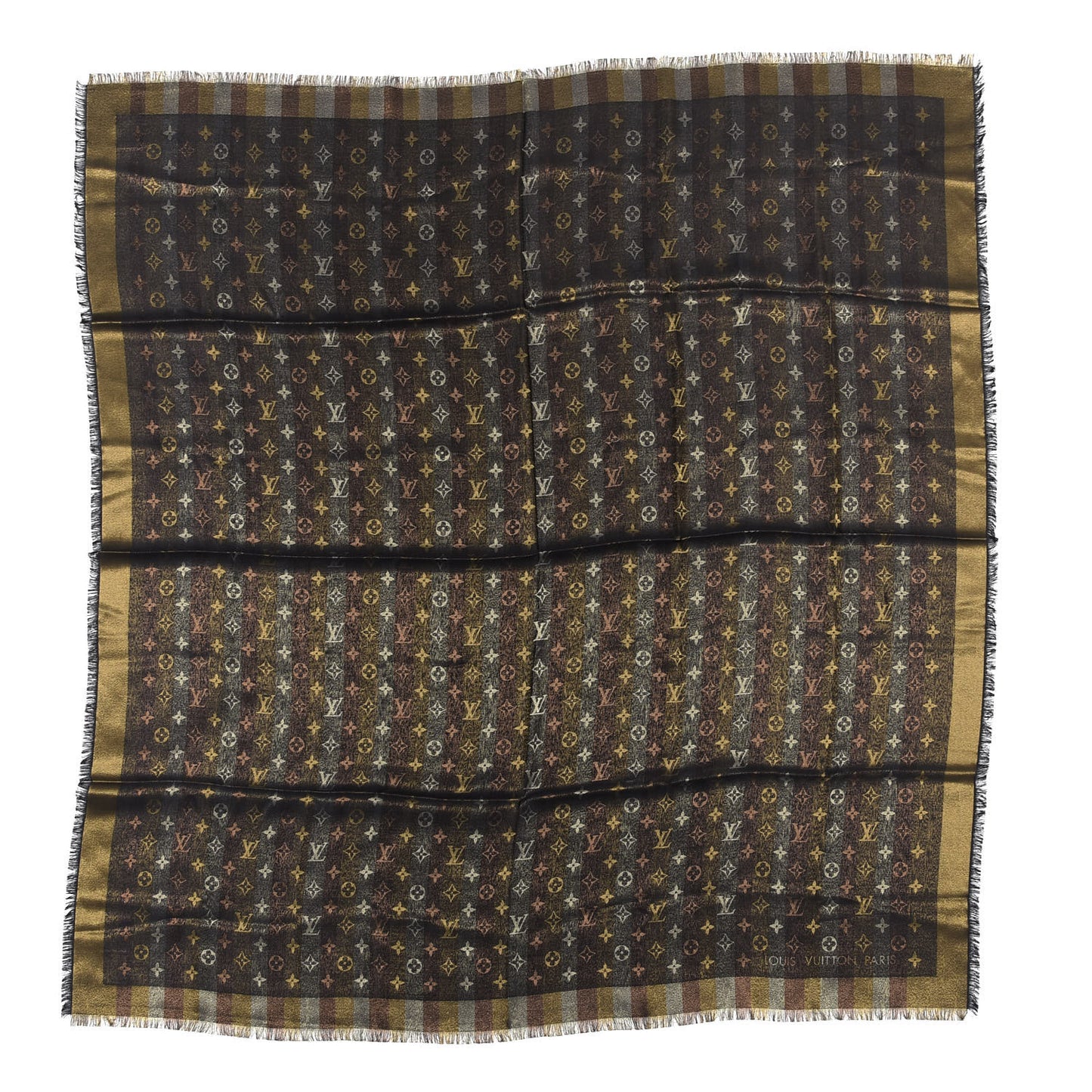 Silk Lurex Wool So Shine Monogram Shawl Black