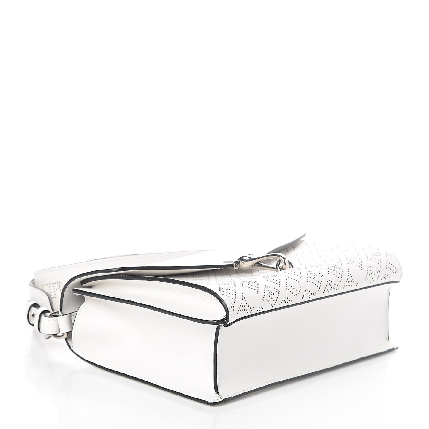 Calfskin Perforated Small Macken Crossbody Bag White