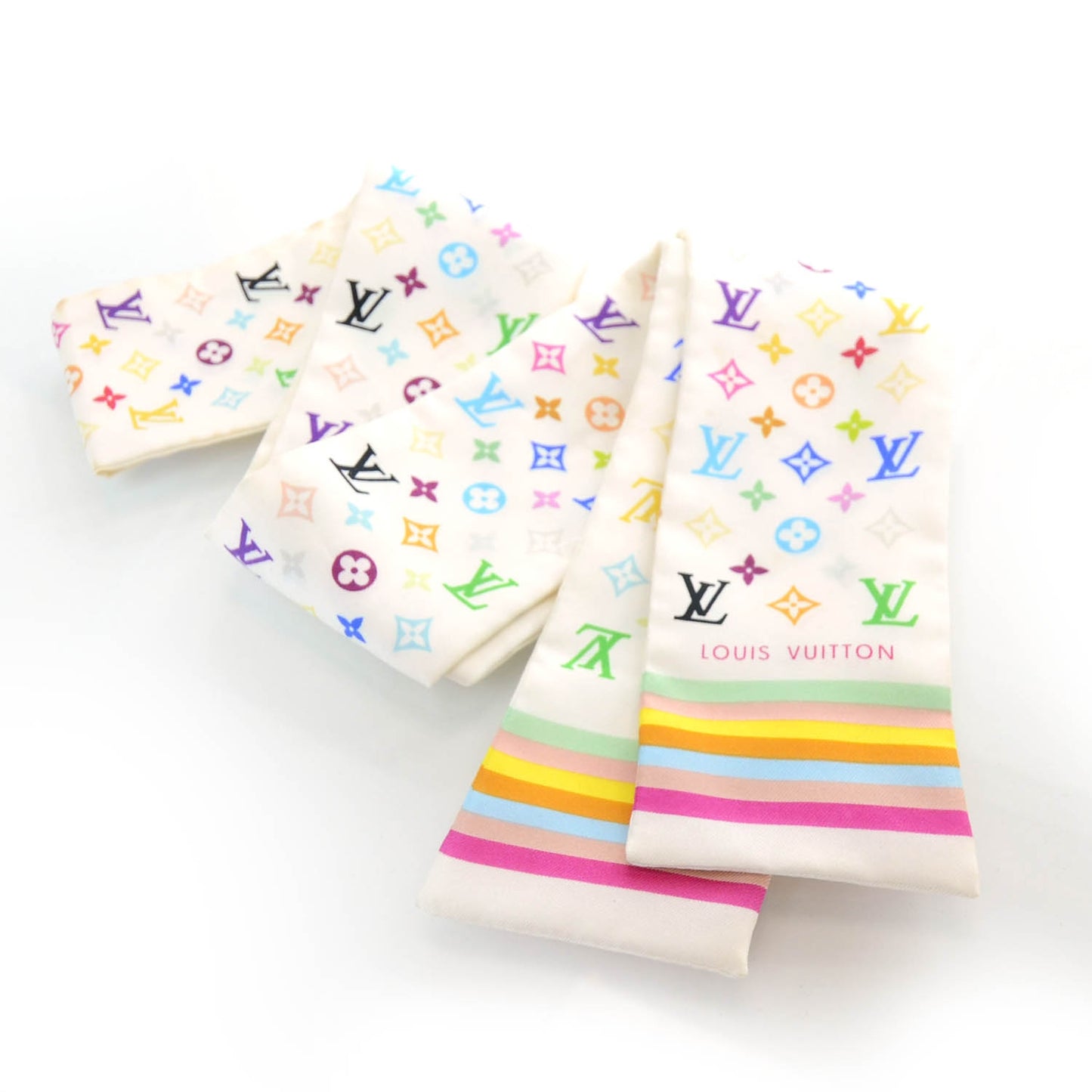 Silk Monogram Multicolor Bandeau White