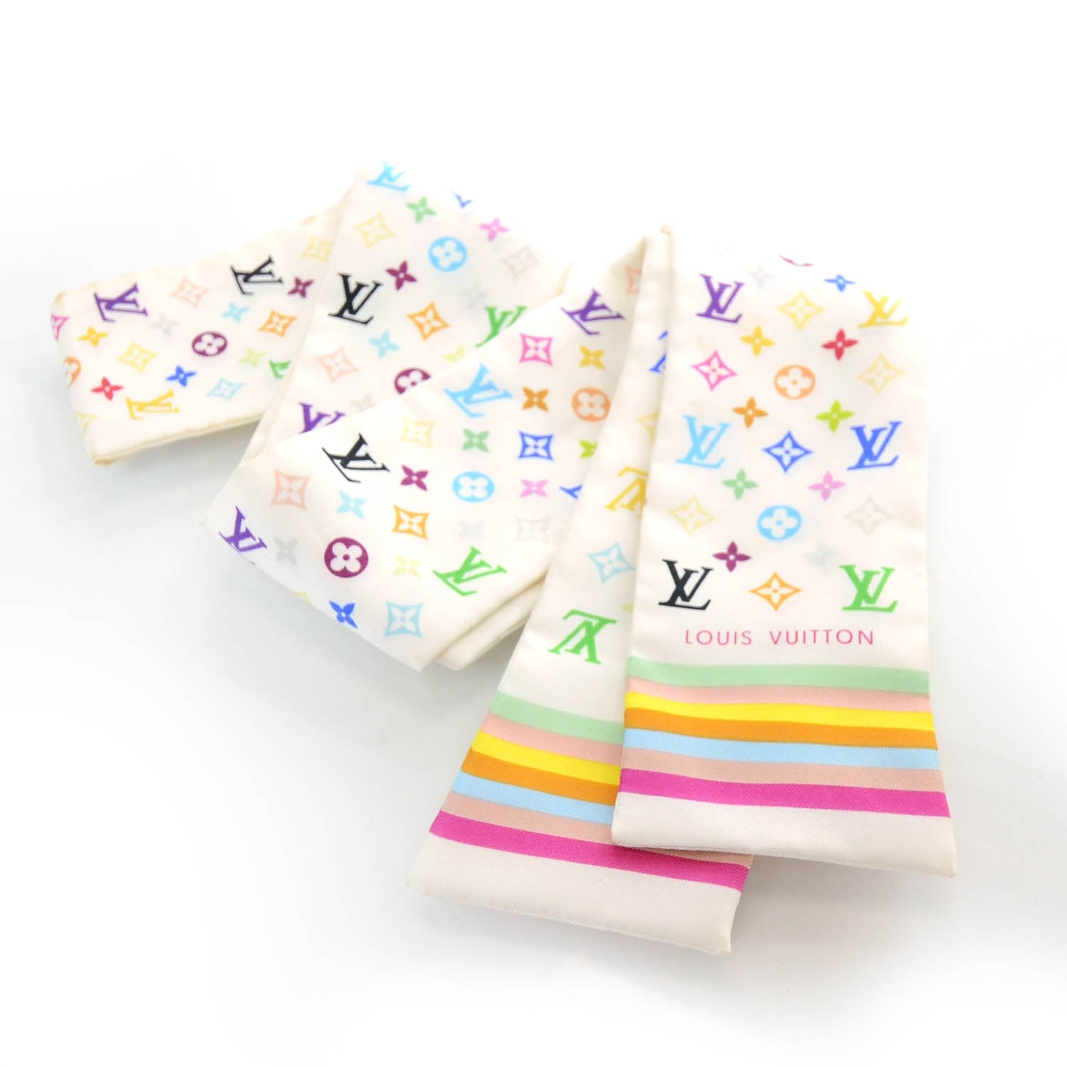 Louis Vuitton Silk Monogram Multicolor Bandeau White 4 of 4