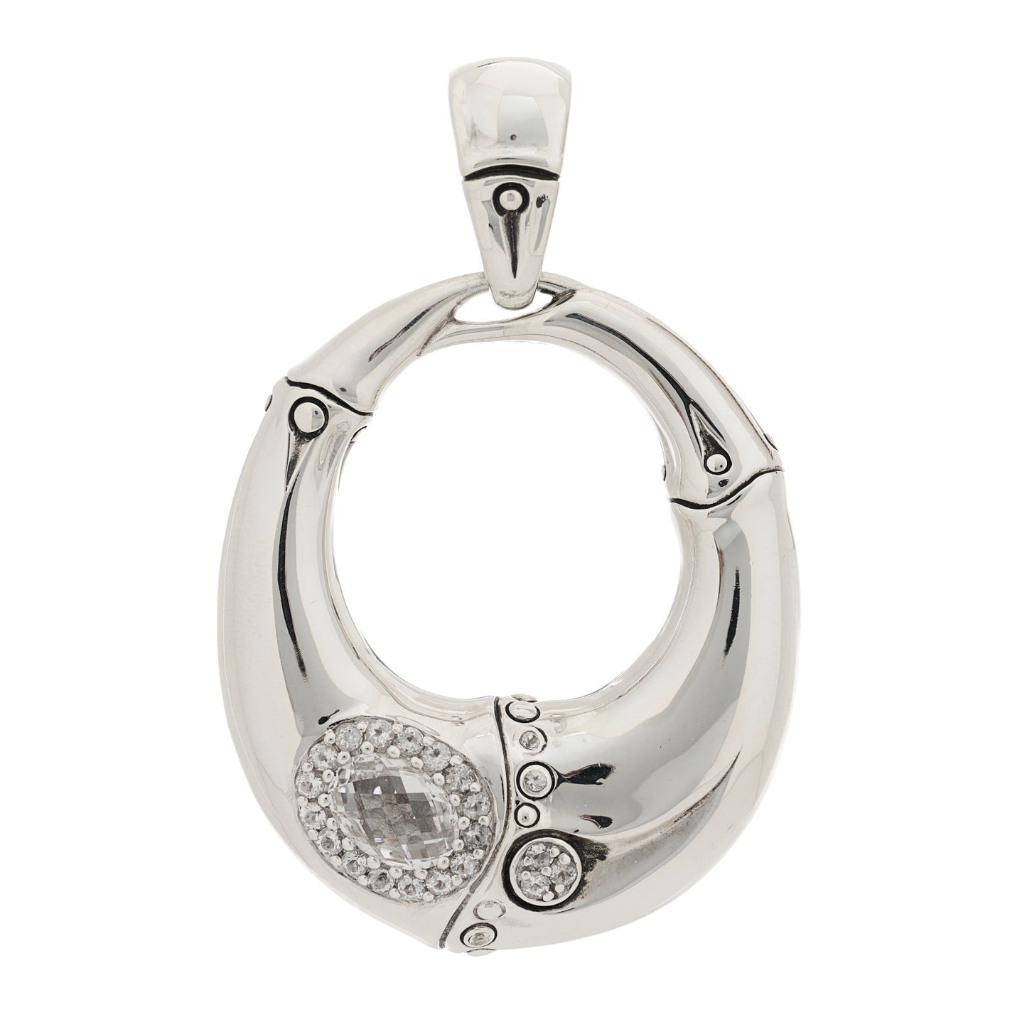 Sterling Silver White Topaz Batu Bamboo Pendant