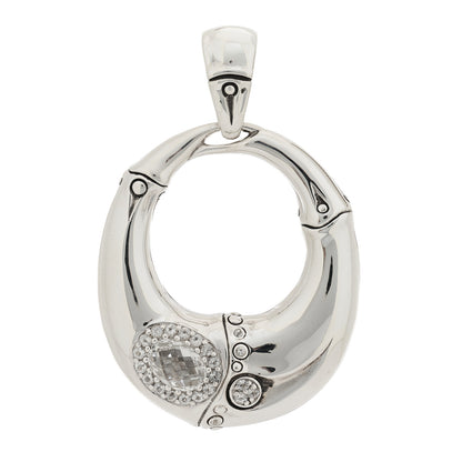 John Hardy Sterling Silver White Topaz Batu Bamboo Pendant 1 of 3