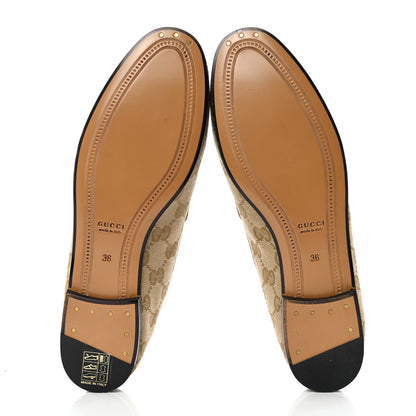 Gucci Canvas GG Monogram Horsebit Womens Jordaan Loafers 36 Beige Ruggine Rust 5 of 9