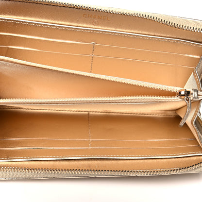 Chanel Metallic Lambskin Quilted Large Gusset Zip Around Wallet Gold 5 of 8