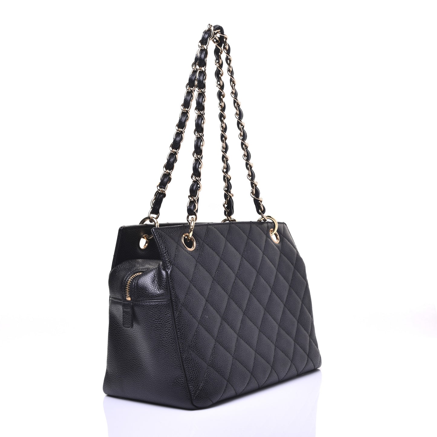 Caviar Quilted Petit Timeless Tote PTT Black