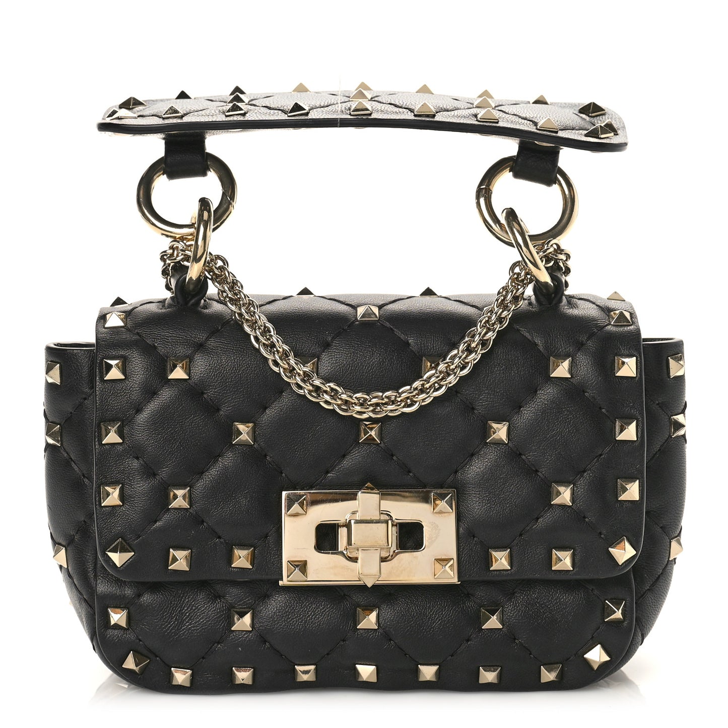 Nappa Micro Rockstud Spike Shoulder Bag Black