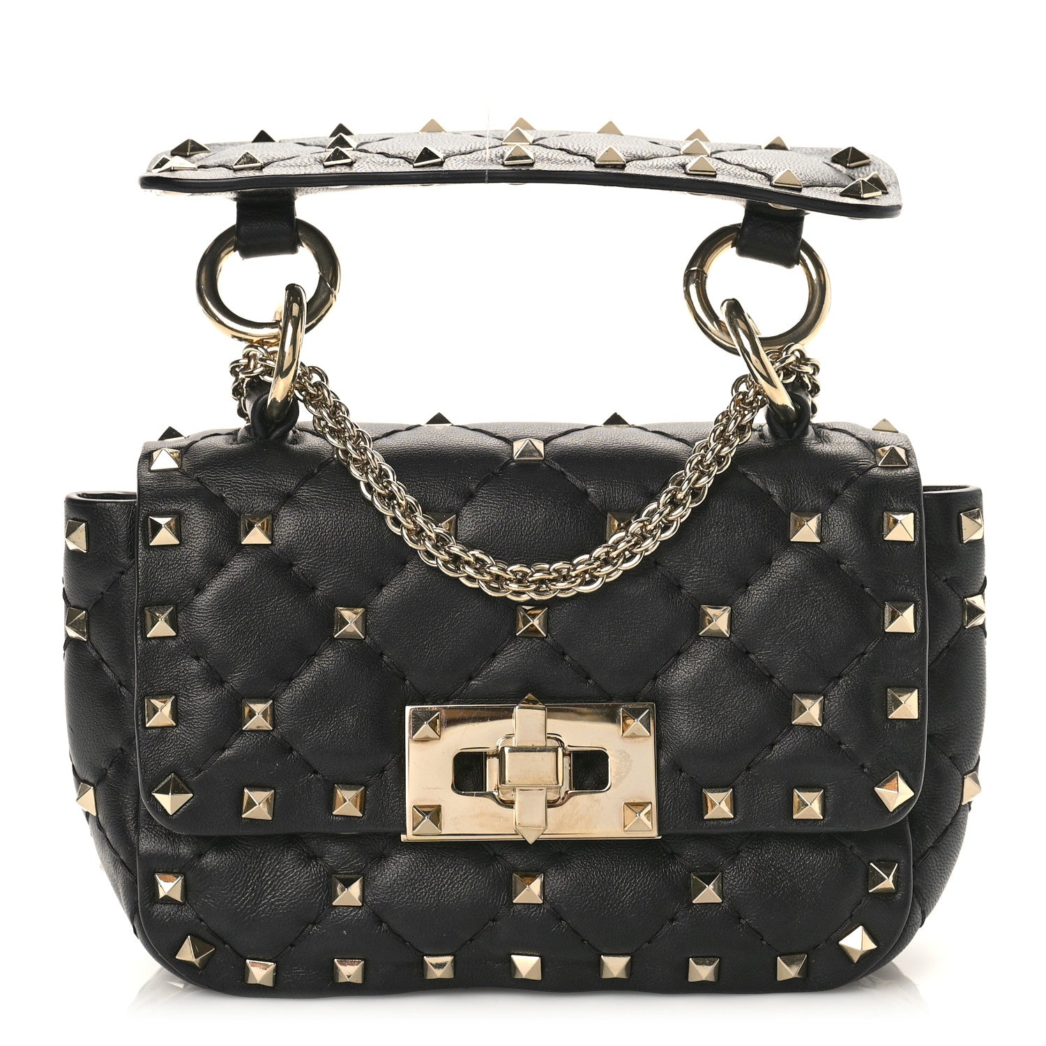 Valentino Garavani Nappa Micro Rockstud Spike Shoulder Bag Black 1 of 8