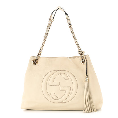 Gucci Pebbled Calfskin Medium Soho Chain Shoulder Bag Off White 1 of 16
