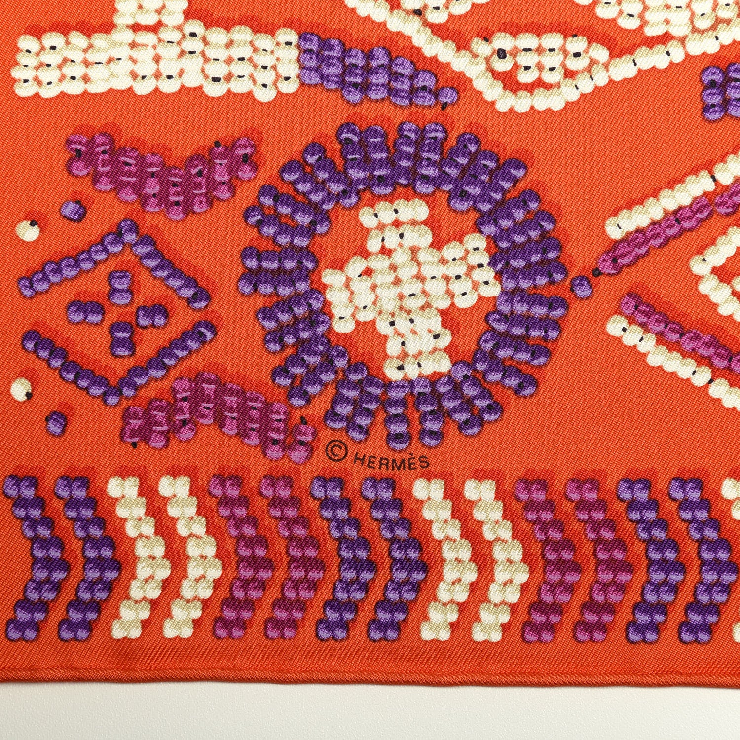 Hermes Silk Jersey Kelly En Perles Scarf 45 Vermillon Violet 3 of 4