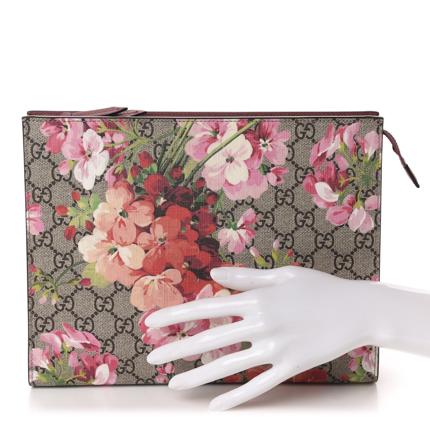 Gucci GG Supreme Monogram Blooms Large Cosmetic Case Beige Multicolor Dry Rose 2 of 7