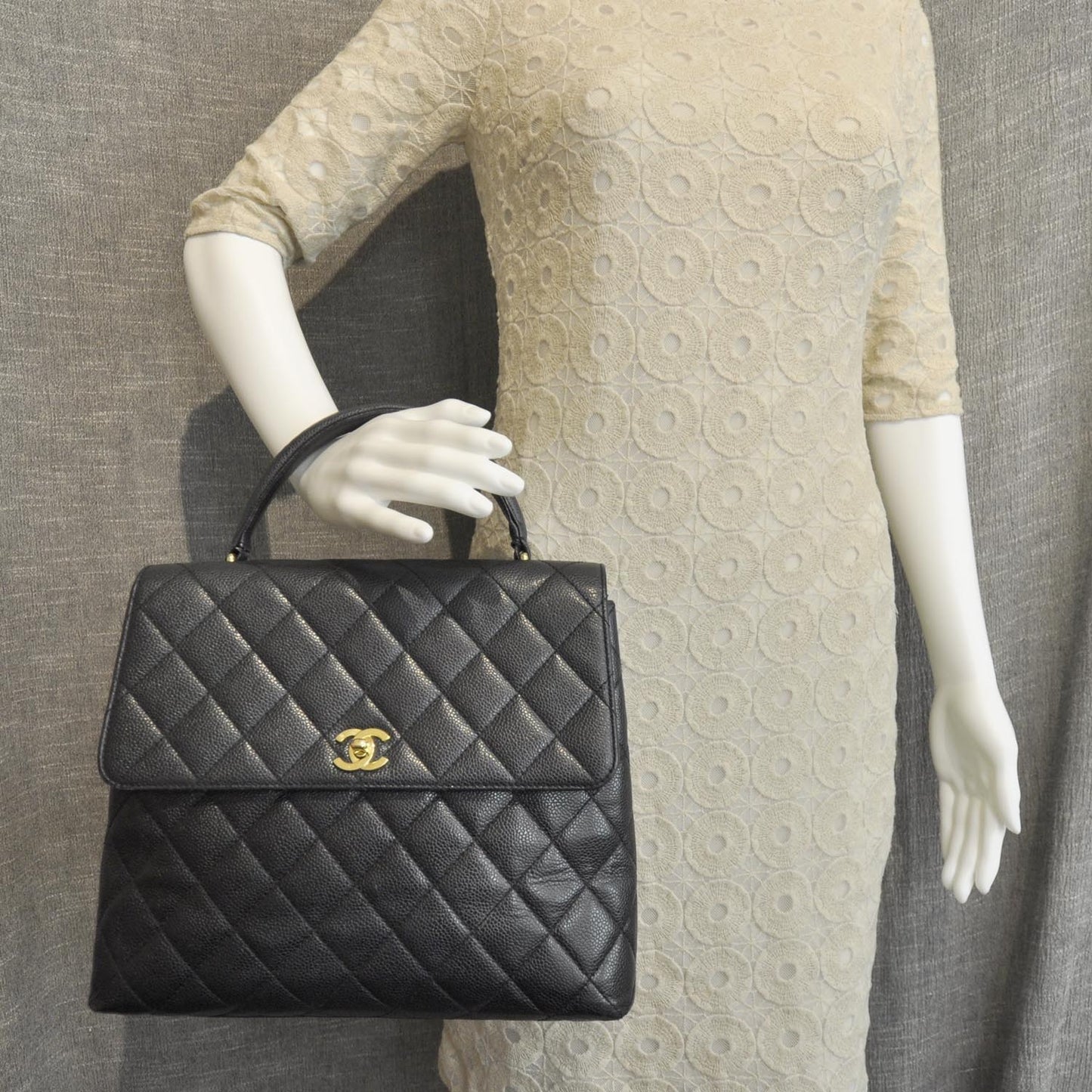 Caviar Kelly Jumbo Flap Bag Black GHW