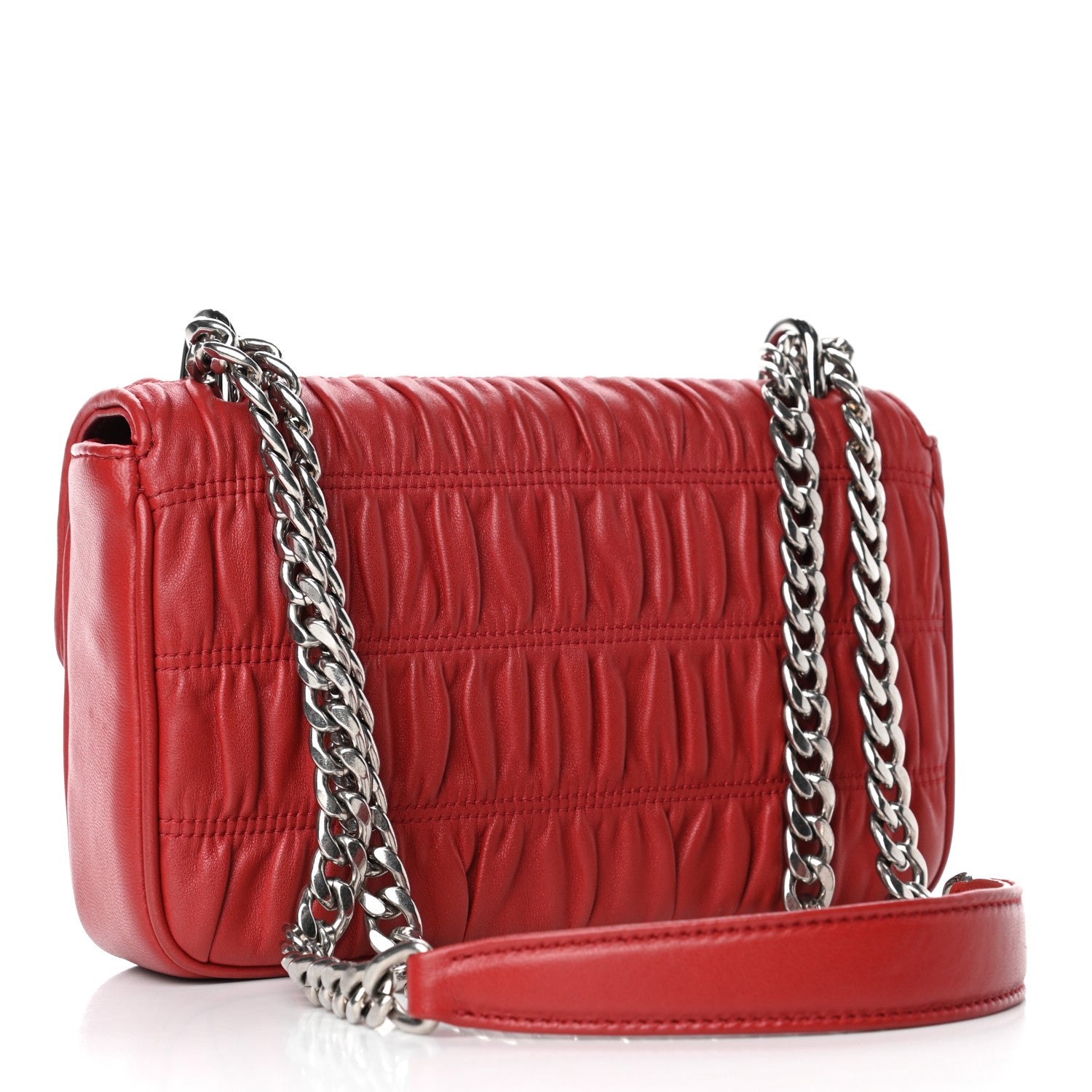 Prada Nappa Gaufre Small Chain Flap Shoulder Bag Fuoco 2 of 4
